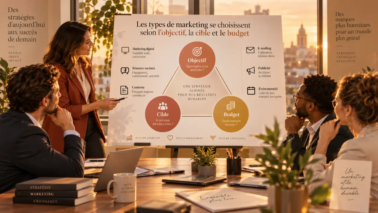 Les types de marketing se choisissent selon l’objectif, la cible et le budget