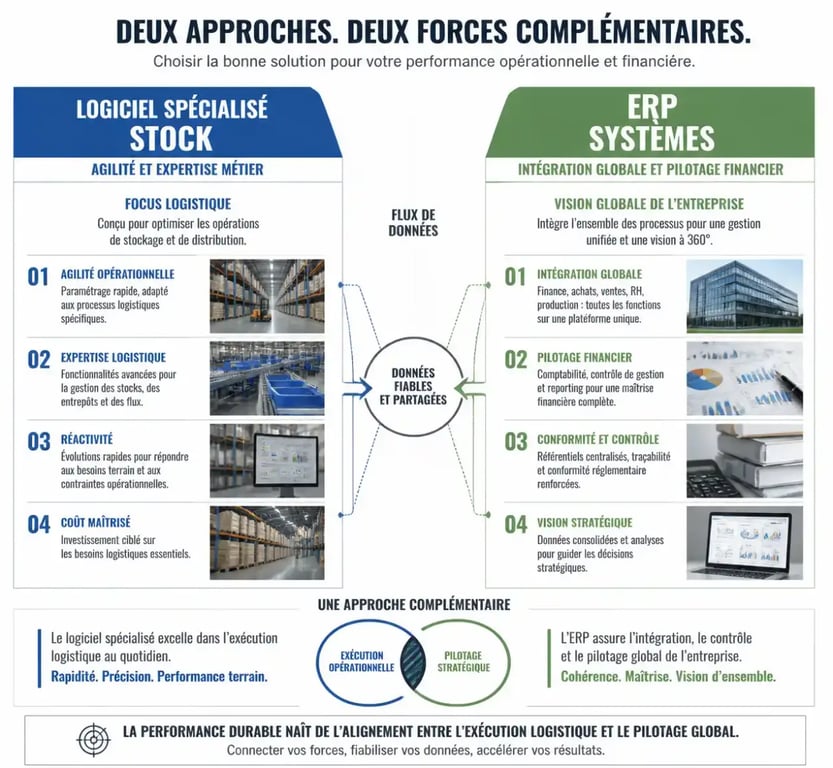 Comparatif logiciel de gestion de stock spécialisé vs ERP pour choisir son outil InventoryFlow